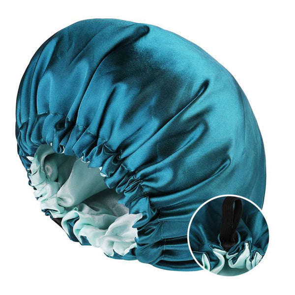 Double Layer Satin Solid Sleeping Hat Night Sleep Cap Hair Care Nightcap Bathroom Shower Cap Bath Cap Adjustable Elastic Cap