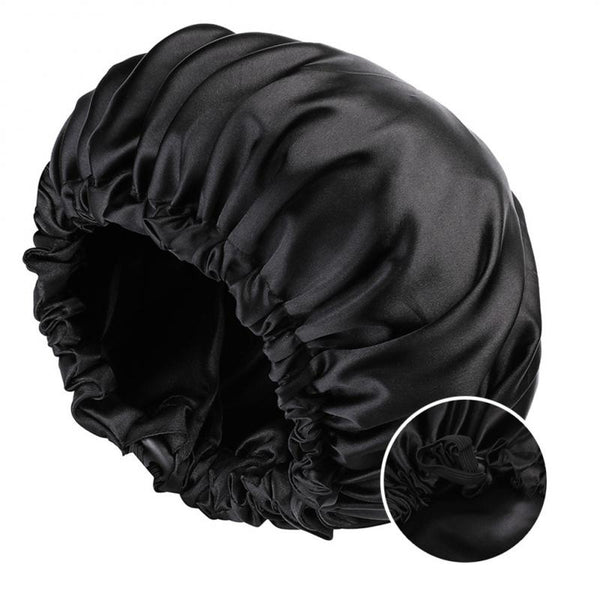 Double Layer Satin Solid Sleeping Hat Night Sleep Cap Hair Care Nightcap Bathroom Shower Cap Bath Cap Adjustable Elastic Cap