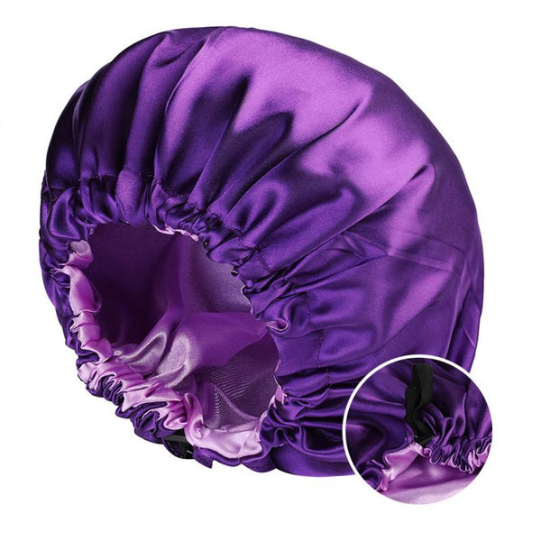 Double Layer Satin Solid Sleeping Hat Night Sleep Cap Hair Care Nightcap Bathroom Shower Cap Bath Cap Adjustable Elastic Cap