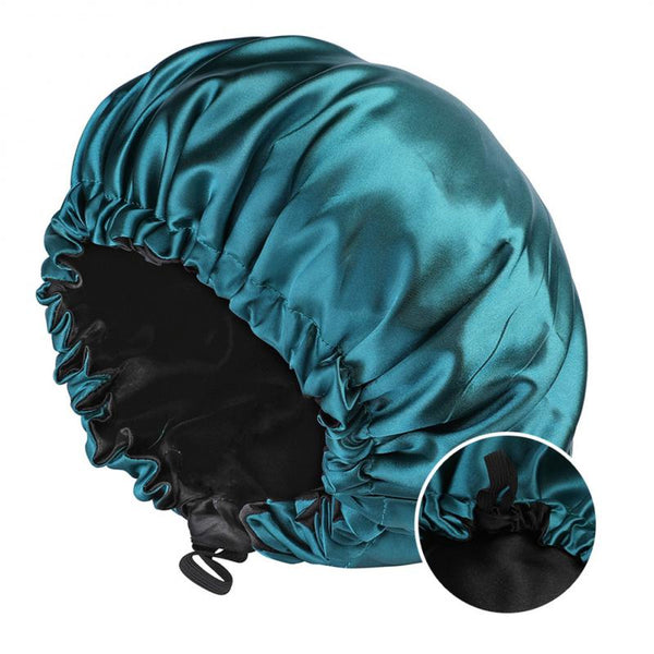 Double Layer Satin Solid Sleeping Hat Night Sleep Cap Hair Care Nightcap Bathroom Shower Cap Bath Cap Adjustable Elastic Cap