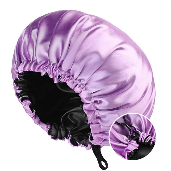 Double Layer Satin Solid Sleeping Hat Night Sleep Cap Hair Care Nightcap Bathroom Shower Cap Bath Cap Adjustable Elastic Cap